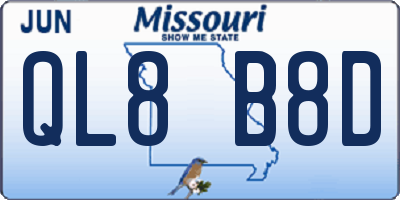 MO license plate QL8B8D
