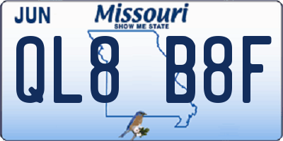 MO license plate QL8B8F