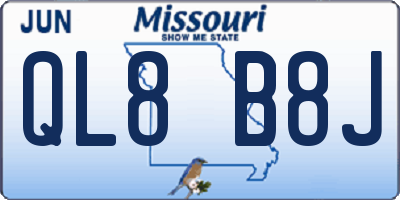 MO license plate QL8B8J