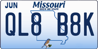MO license plate QL8B8K