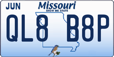MO license plate QL8B8P