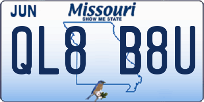 MO license plate QL8B8U