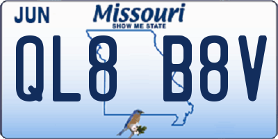 MO license plate QL8B8V