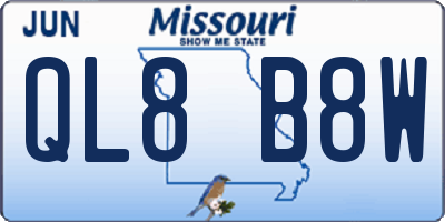 MO license plate QL8B8W