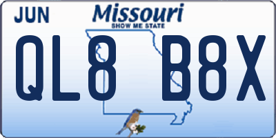 MO license plate QL8B8X