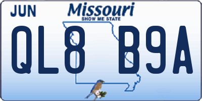 MO license plate QL8B9A