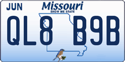 MO license plate QL8B9B
