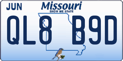 MO license plate QL8B9D