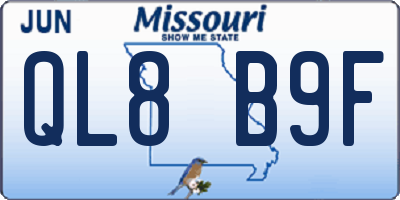 MO license plate QL8B9F