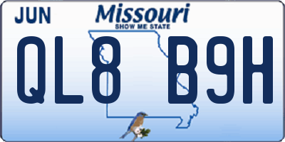 MO license plate QL8B9H