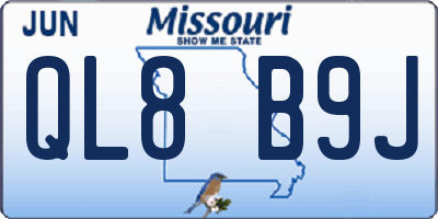 MO license plate QL8B9J