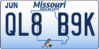 MO license plate QL8B9K