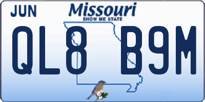 MO license plate QL8B9M