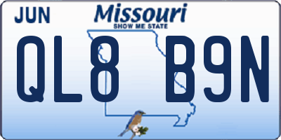 MO license plate QL8B9N