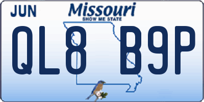 MO license plate QL8B9P