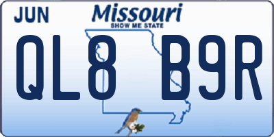 MO license plate QL8B9R