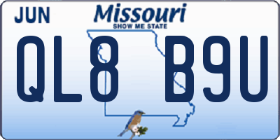 MO license plate QL8B9U