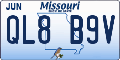 MO license plate QL8B9V