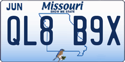 MO license plate QL8B9X