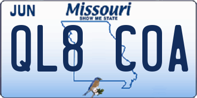 MO license plate QL8C0A