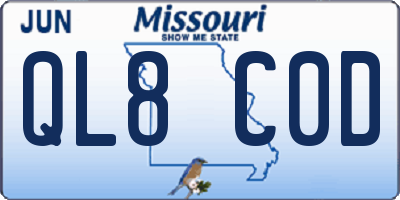 MO license plate QL8C0D