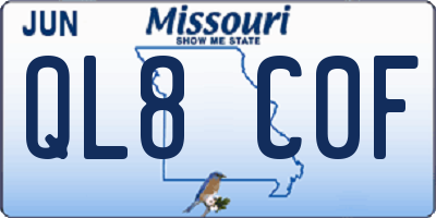 MO license plate QL8C0F