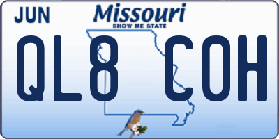 MO license plate QL8C0H