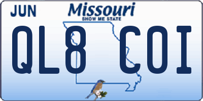 MO license plate QL8C0I