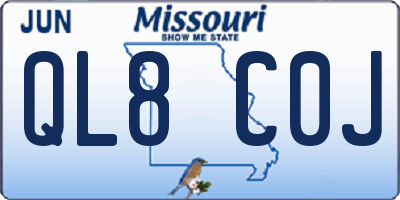 MO license plate QL8C0J