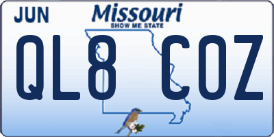 MO license plate QL8C0Z