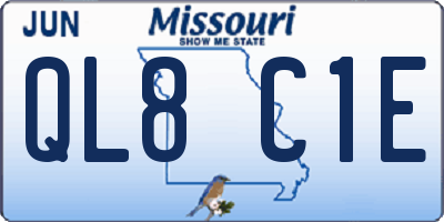 MO license plate QL8C1E