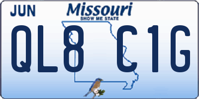 MO license plate QL8C1G