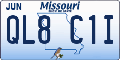 MO license plate QL8C1I