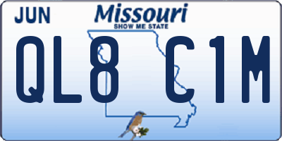 MO license plate QL8C1M