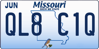 MO license plate QL8C1Q