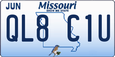 MO license plate QL8C1U