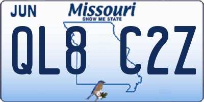 MO license plate QL8C2Z