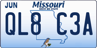 MO license plate QL8C3A