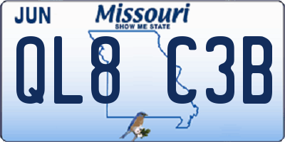 MO license plate QL8C3B