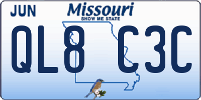 MO license plate QL8C3C