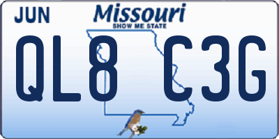 MO license plate QL8C3G