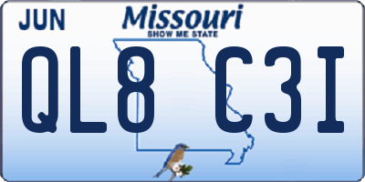 MO license plate QL8C3I