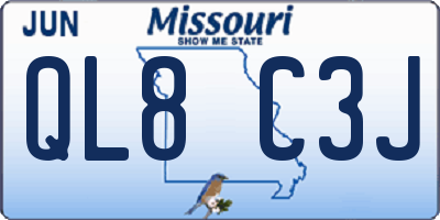 MO license plate QL8C3J