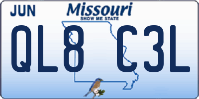 MO license plate QL8C3L