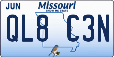 MO license plate QL8C3N