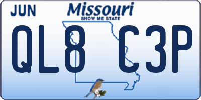 MO license plate QL8C3P