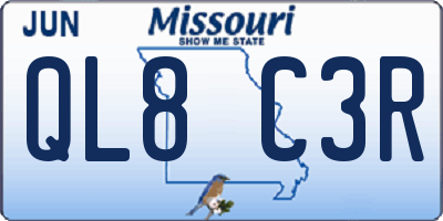 MO license plate QL8C3R