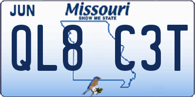 MO license plate QL8C3T