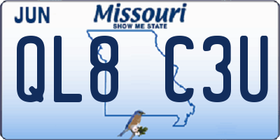 MO license plate QL8C3U