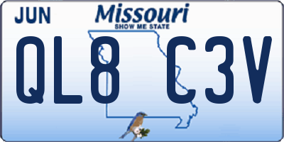 MO license plate QL8C3V
